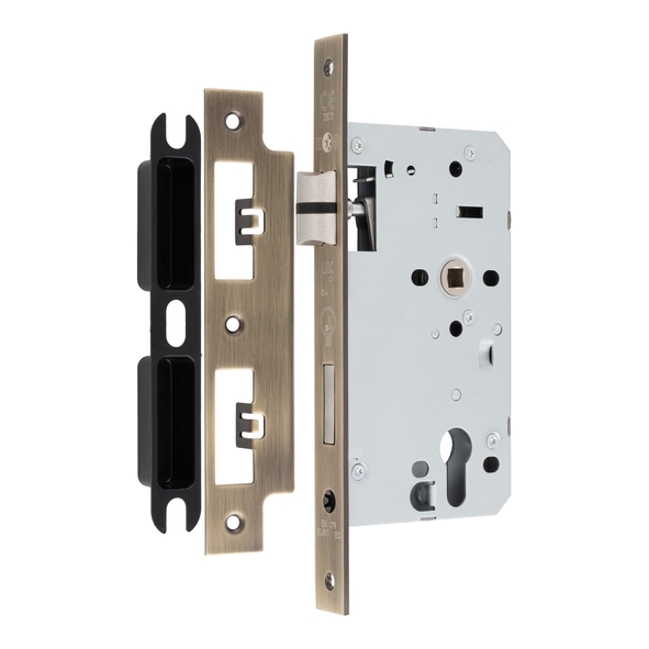 DLX7260ESCAB  090mm [060mm]  Antique Brass  Square  Contract Euro Standard Escape Sashlock Case