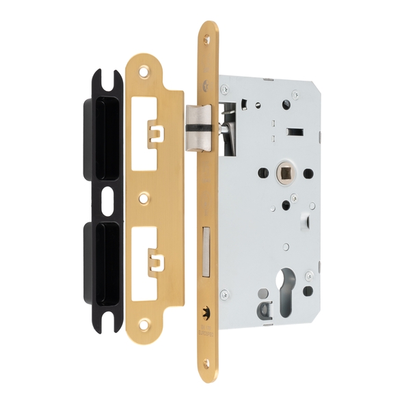 DLX7260ESCSB/R  090mm [060mm]  Satin Brass  Radiused  Contract Euro Standard Escape Sashlock Case