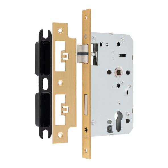 DLX7260ESCSB  090mm [060mm]  Satin Brass  Square  Contract Euro Standard Escape Sashlock Case