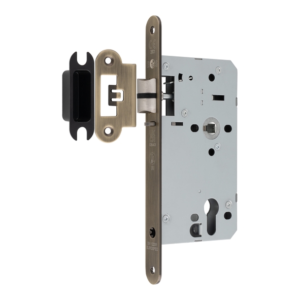 DLX7260NLAB/R  090mm [060mm]  Antique Brass  Radiused  Contract Euro Standard Nightlatch Case c/w Anti-Thrust