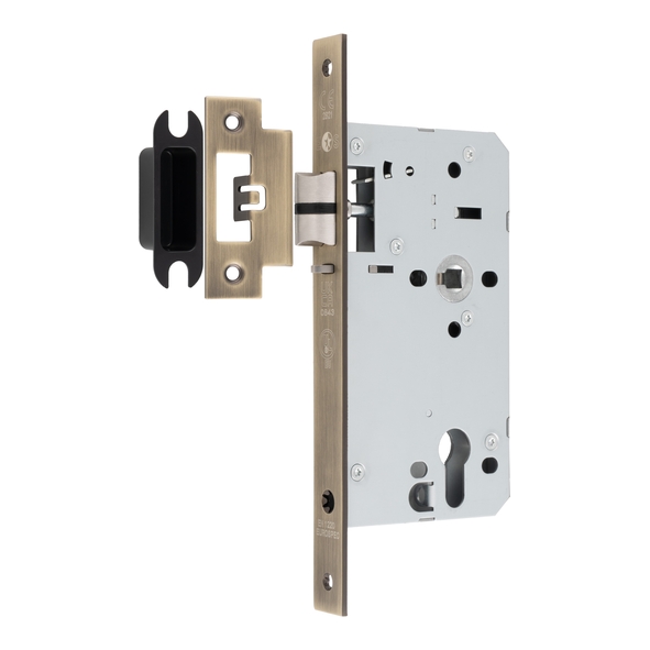 DLX7260NLAB  090mm [060mm]  Antique Brass  Square  Contract Euro Standard Nightlatch Case c/w Anti-Thrust