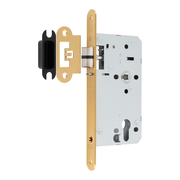 DLX7260NLSB/R  090mm [060mm]  Satin Brass  Radiused  Contract Euro Standard Nightlatch Case c/w Anti-Thrust