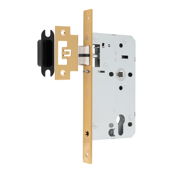 DLX7260NLSB  090mm [060mm]  Satin Brass  Square  Contract Euro Standard Nightlatch Case c/w Anti-Thrust