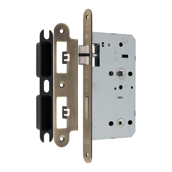 DLX7860WCAB/R  090mm [060mm]  Antique Brass  Radiused  Contract Euro Standard Bathroom Lock