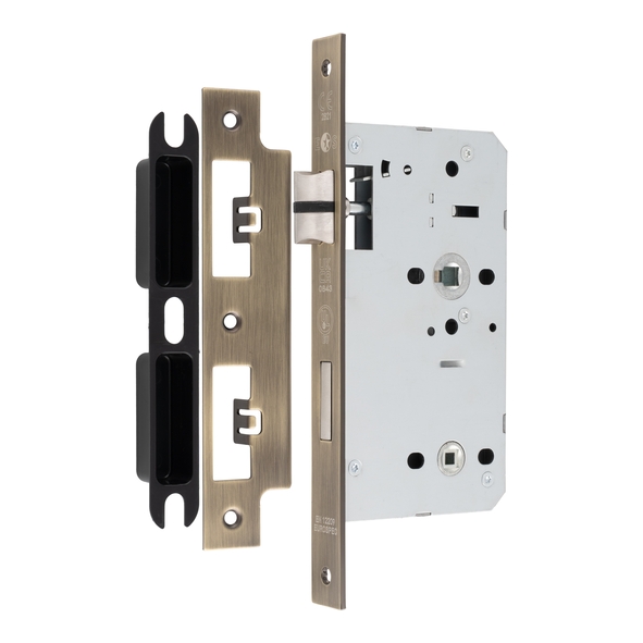 DLX7860WCAB  090mm [060mm]  Antique Brass  Square  Contract Euro Standard Bathroom Lock
