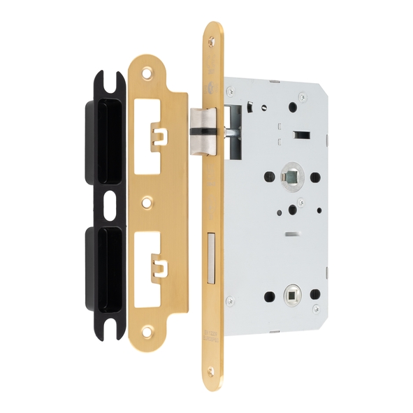 DLX7860WCSB/R  090mm [060mm]  Satin Brass  Radiused  Contract Euro Standard Bathroom Lock