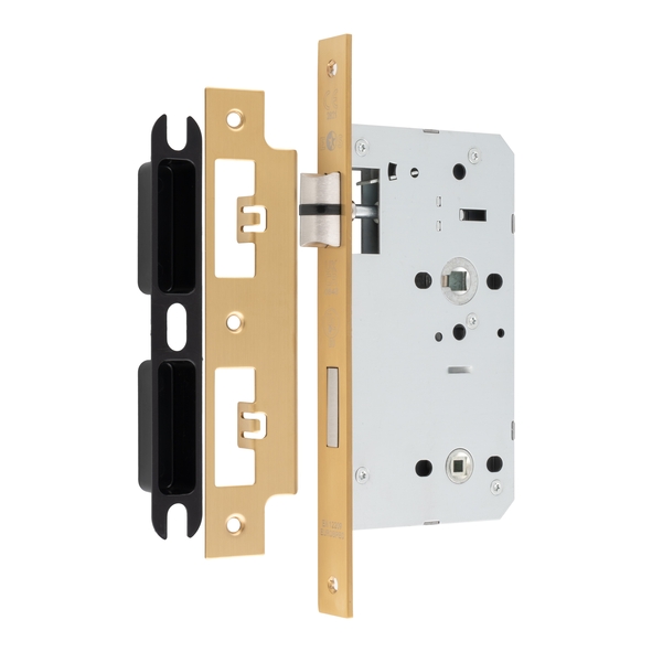 DLX7860WCSB  090mm [060mm]  Satin Brass  Square  Contract Euro Standard Bathroom Lock