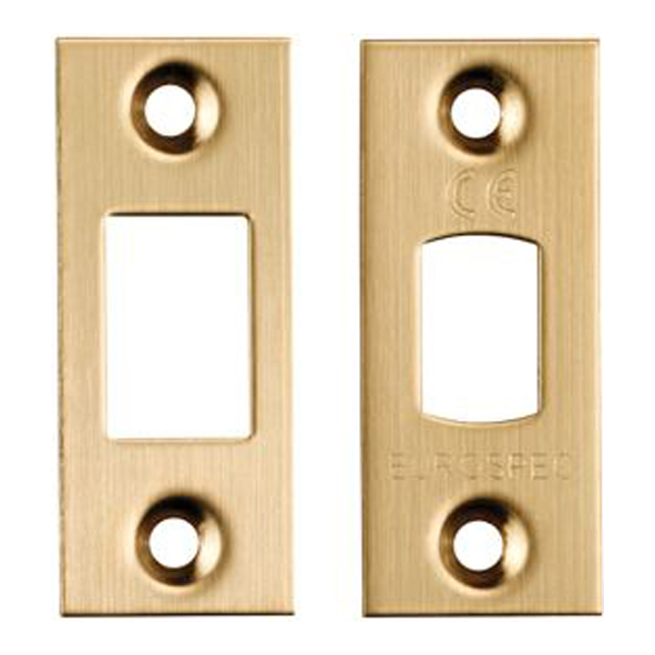 FSF5010SB  Square Forend & Striker  Satin Brass  For Superior Tubular Mortice Deadbolt