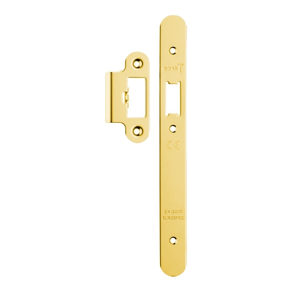 FSF5016PVD/R • Radiused Forend & Striker • PVD Brass • For Architectural Euro Standard Latch