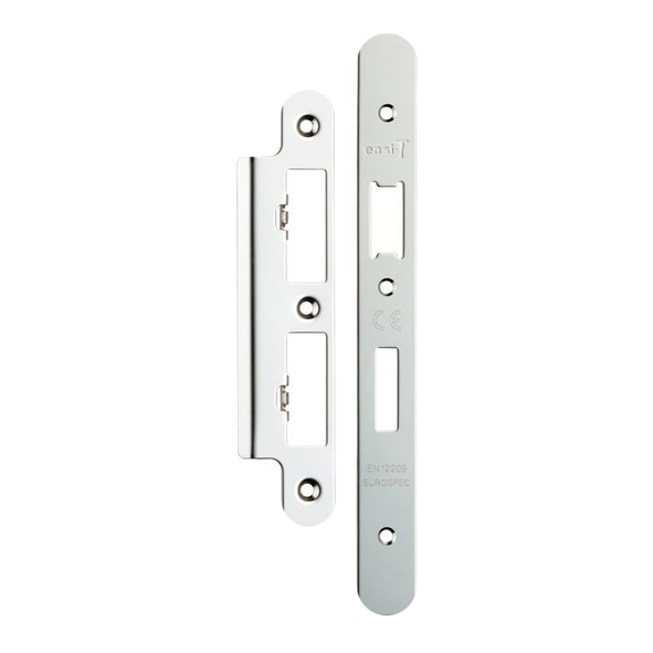 FSF5017BSS/R • Radiused Forend & Striker • Polished Stainless • For Architectural Euro Standard Sash & Bath Locks