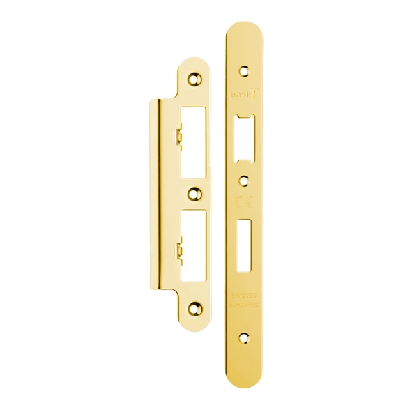 FSF5017PVD/R • Radiused Forend & Striker • PVD Brass • For Architectural Euro Standard Sash & Bath Locks