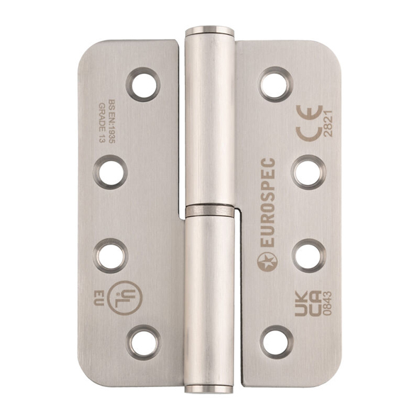 H3N1203/13/SSS/R/L  102 x 076 x 3.0mm  Left Hand  Satin Stainless [120kg]  Polymer Bearing Radiused Corner Lift Off Hinges