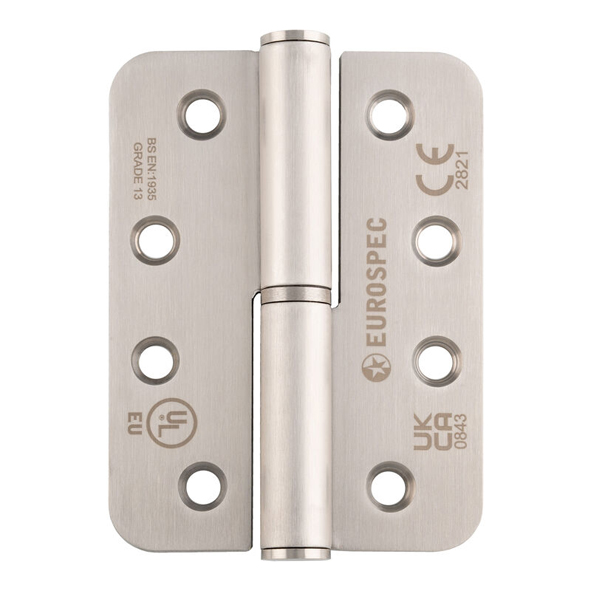 H3N1203/13/SSS/R/R  102 x 076 x 3.0mm  Right Hand  Satin Stainless [120kg]  Polymer Bearing Radiused Corner Lift Off Hinges