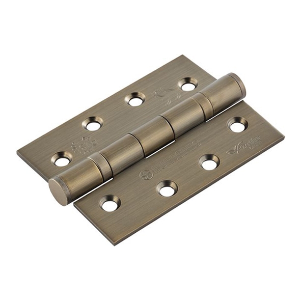 HIN1433P/13AB • 102 x 076 x 3.0mm • Antique Brass [120kg] • Ball Bearing Square Corner Stainless Steel Butt Hinges