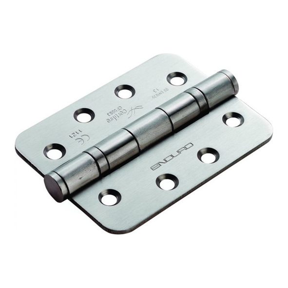 HIN1433P/13SSS/R  102 x 076 x 3.0mm  Satin Stainless [120kg]  Ball Bearing Radiused Corner Stainless Steel Butt Hinges