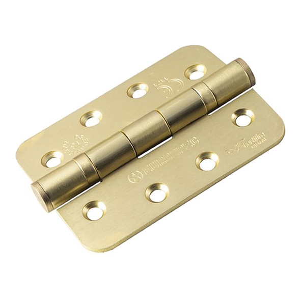 HIN1433P/13SB/R • 102 x 076 x 3.0mm • Satin Brass [120kg] • Ball Bearing Radiused Corner Stainless Steel Butt Hinges