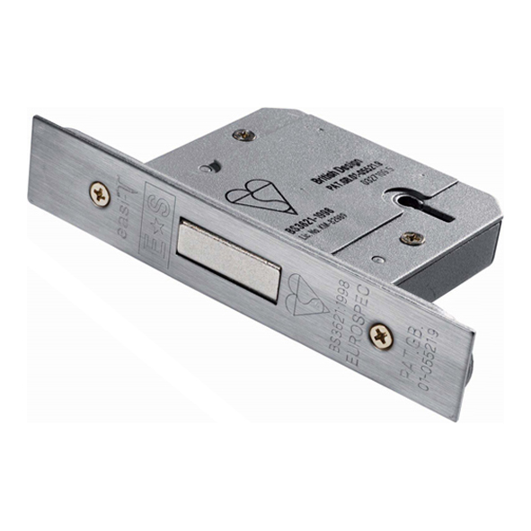 LDB5525SSS • 064mm [44mm] • Satin Stainless • Square • BS3621 Insurance 5 Lever Deadlock