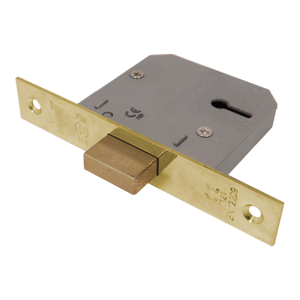 LDE5325EB  65mm [44mm]  Electro Brassed  Economy 3 Lever Deadlock