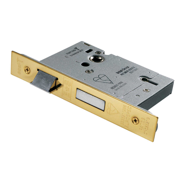 LSB5530PVD • 076mm [57mm] • PVD Brass • Square • BS3621 Insurance 5 Lever Sashlock