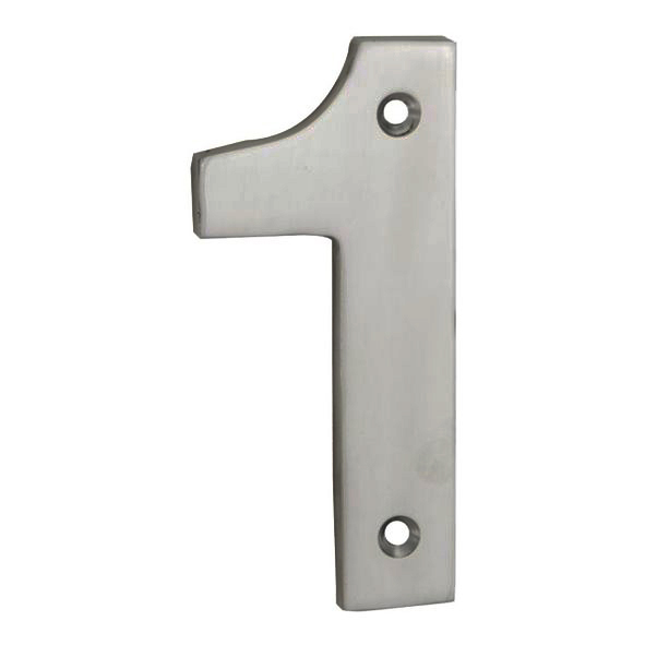 NUM10101SSS • 100mm • Satin Stainless • Eurospec Cast Face Fixing Numeral 1