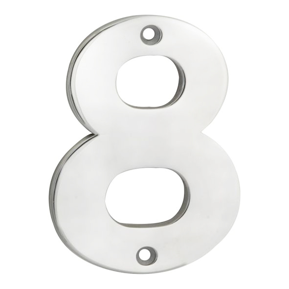 NUM10108BSS • 100mm • Polished Stainless • Eurospec Cast Face Fixing Numeral 8