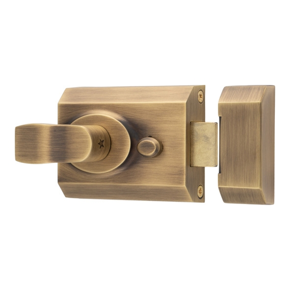 RCN8260AT � 092 x 070mm [060mm] � Antique Brass � Eurospec Non-Deadlocking Rim Nightlatch