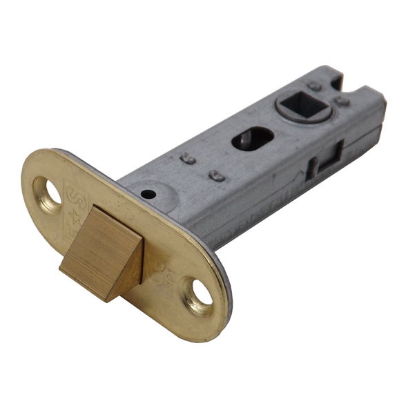 BTL3/R • 076mm [057mm] • Electro Brassed • Economy Tubular Latch With Radiused Forend & Striker