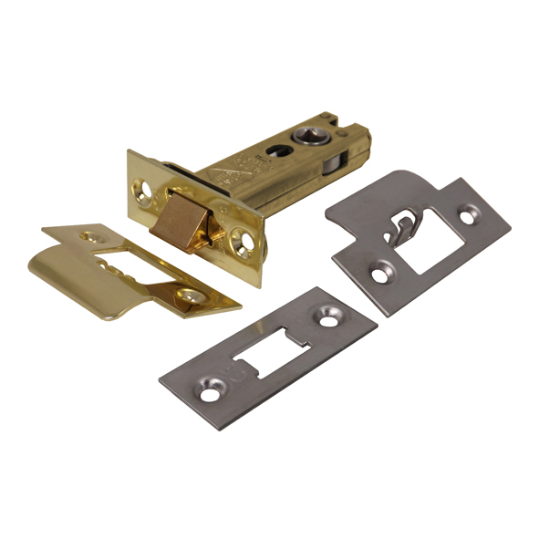 TLS5030EB/SSS • 076mm [057mm] • PVD Brass & Stainless • Superior Tubular Latch With Square Forend & Striker