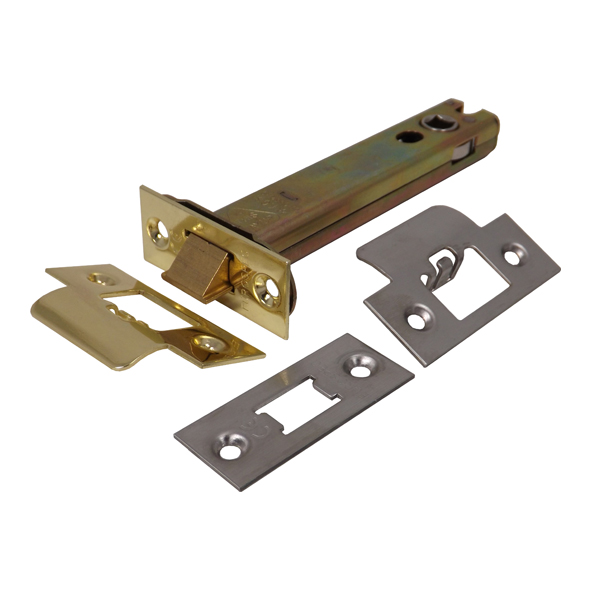 TLS5050EB/SSS • 127mm [108mm] • PVD Brass & Stainless • Superior Tubular Latch With Square Forend & Striker