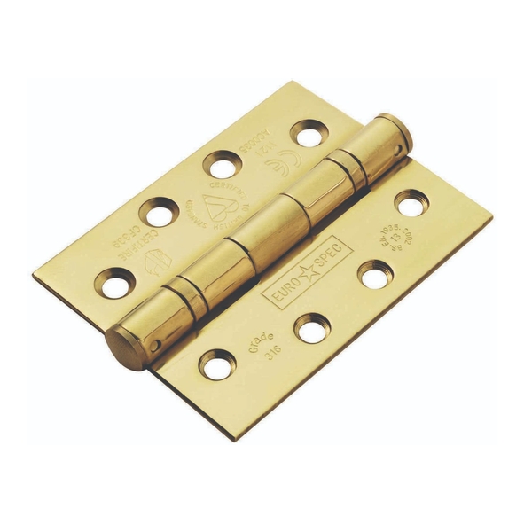 CEN1433/13PVD  102 x 076 x 3.0mm  PVD Brass [120kg]  Grade 316 Ball Bearing Square Stainless Steel Butt Hinges
