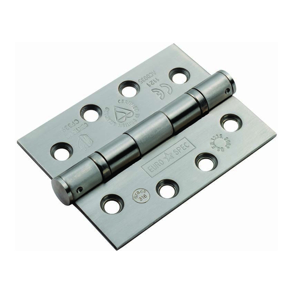 CEN1433/13SSS  102 x 076 x 3.0mm  Satin [120kg]  Grade 316 Ball Bearing Square Stainless Steel Butt Hinges