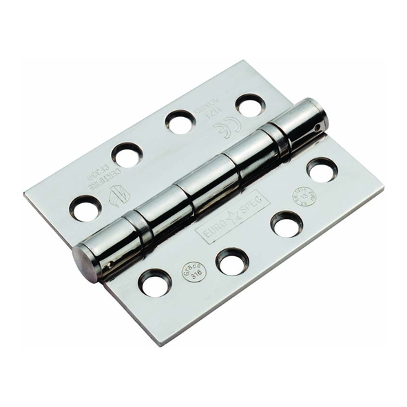 CEN1433/13BSS  102 x 076 x 3.0mm  Polished [120kg]  Grade 316 Ball Bearing Square Stainless Steel Butt Hinges