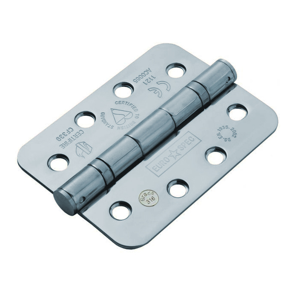 CEN1433/13SSS/R  102 x 076 x 3.0mm  Satin [120kg]  Grade 316 Ball Bearing Radiused Stainless Steel Butt Hinges