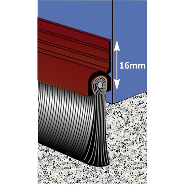 BRU/22-0914-BN  0914 x Max 16mm Gap  Brown  Exitex Brush Threshold Seal