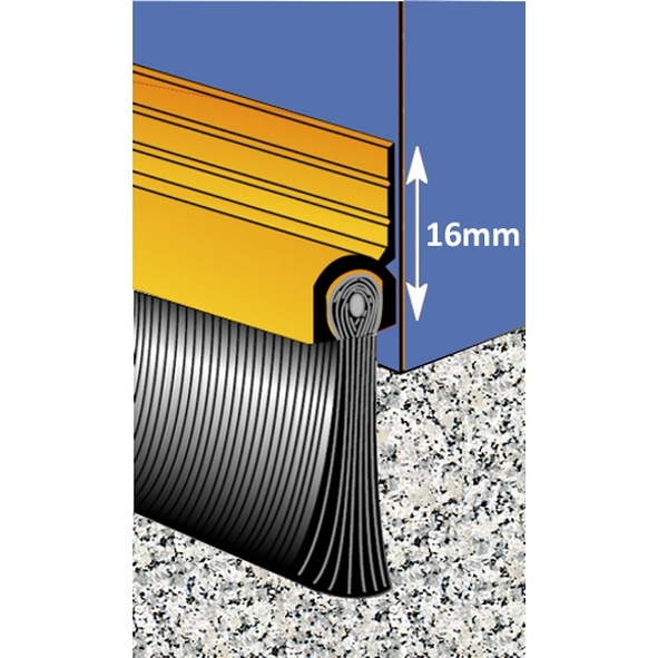 BRU/22-0914-G  0914 x Max 16mm Gap  Gold Anodised  Exitex Brush Threshold Seal