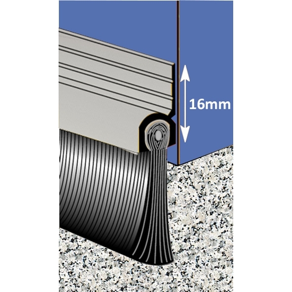 BRU/22-0914-M  0914 x Max 16mm Gap  Mill Aluminium  Exitex Brush Threshold Seal