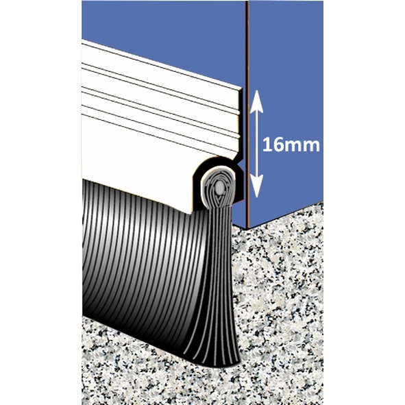 BRU/22-0914-WH  0914 x Max 16mm Gap  White  Exitex Brush Threshold Seal