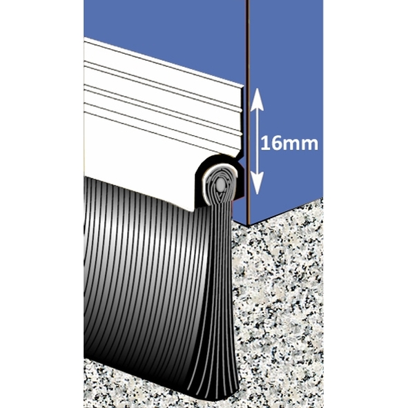 BRU/30-0914-WH  0914 x Max 28mm Gap  White  Exitex Brush Threshold Seal