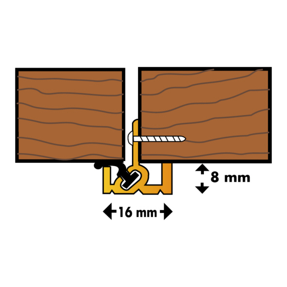 DDCS-2430-G  2430mm  Gold Anodised  Exitex Double Door Meeting Stile Seal