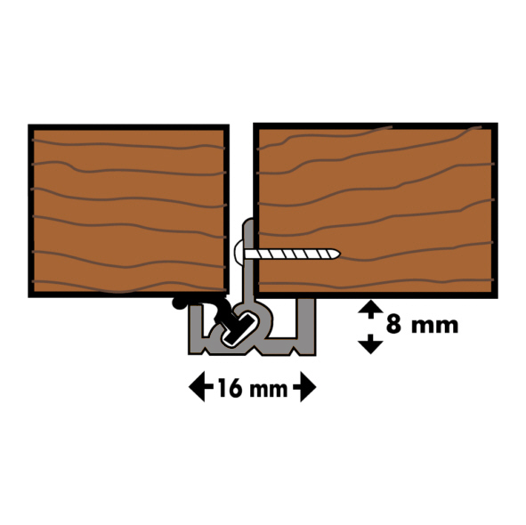 DDCS-2430-M  2430mm  Mill Aluminium  Exitex Double Door Meeting Stile Seal