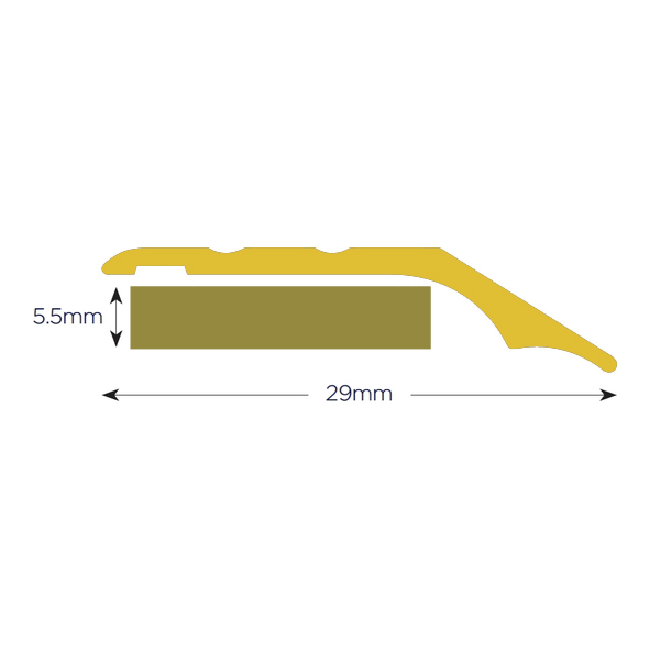 TRIM-VYL-2750-GAA  2750 x 29 x 5.5mm  Gold Anodised  Large Vinyl or Hard Floor to Floor Trim