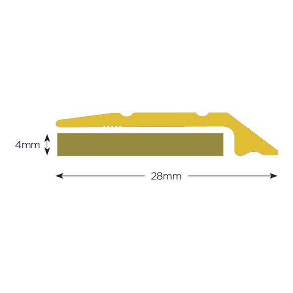 TRIM-VYS-0914-GAA  0914 x 28 x 4.0mm  Gold Anodised  Small Vinyl or Hard Floor to Floor Trim