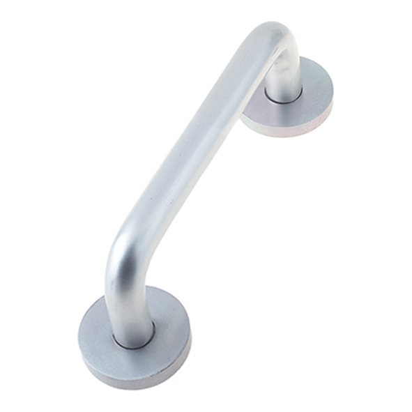 J1056 • 152mm c/c • Satin • Jedo Contract Aluminium 19mm Ø Rose Fixing Round Bar Pull Handle