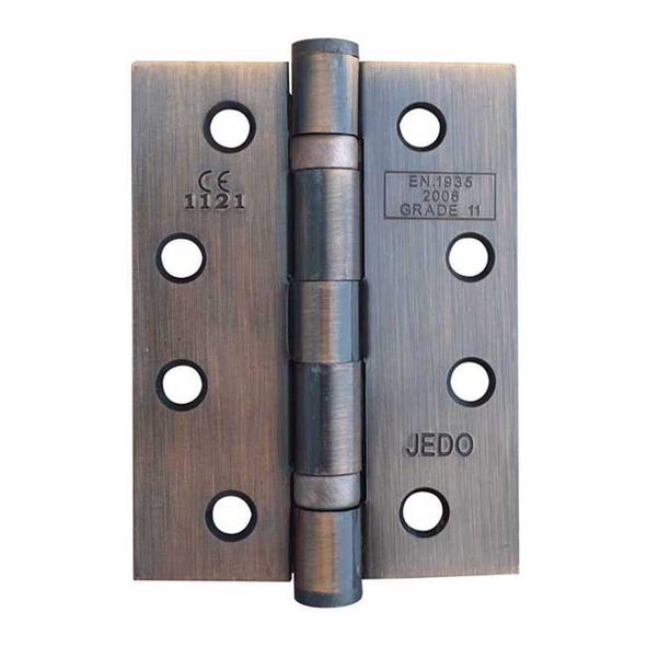 J8500BR  102 x 076 x 2.7mm  Bronzed [80kg]  Strong Ball Bearing Square Corner Steel Butt Hinges