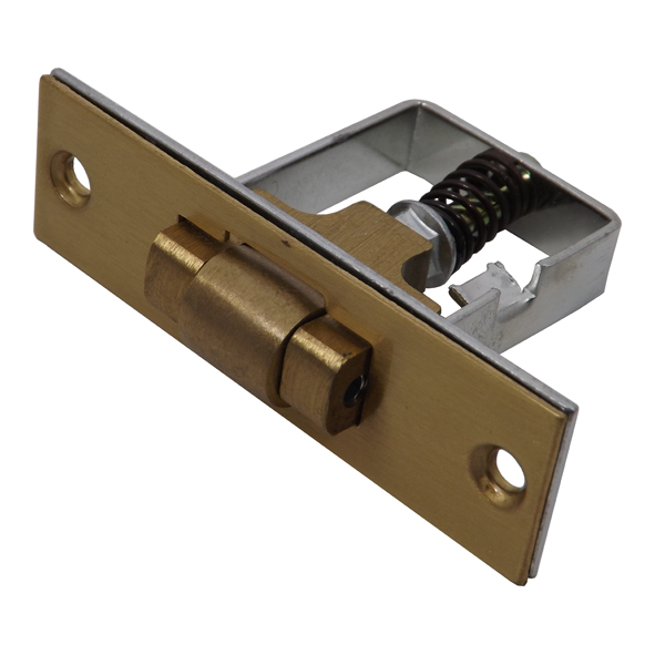 JL8090SB • Satin Brass With Brass Roller • Heavy Adjustable Roller Catch