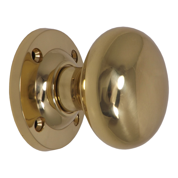 JV172BPB • Polished Brass • Jedo Large Mushroom Mortice Knobs On Round Roses