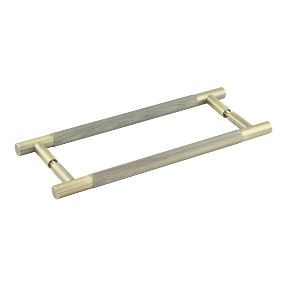 JV1800ABB2B : 300 x 19mm : Antique Brass : Jedo Bari Knurled Back To Back Pull Handles