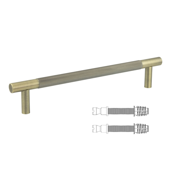 JV1800ABFF : 300 x 19mm : Antique Brass : Jedo Bari Knurled Secret Bolt Fix Pull Handle
