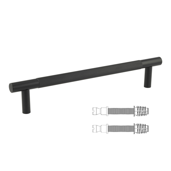 JV1800MBFF : 300 x 19mm : Matt Black : Jedo Bari Knurled Secret Bolt Fix Pull Handle