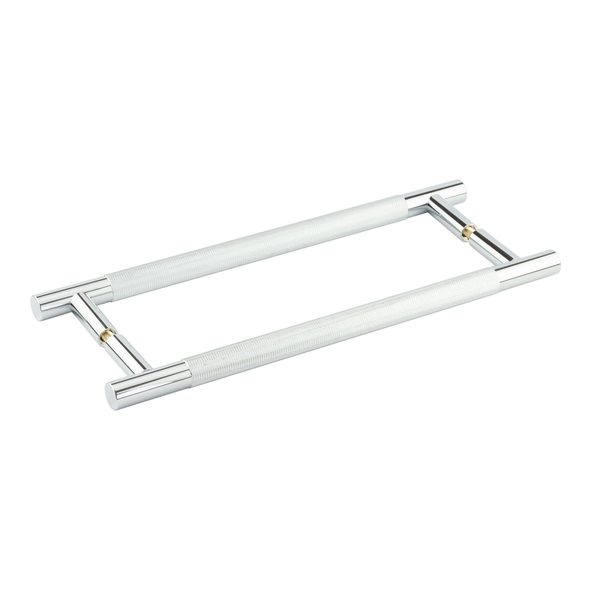 JV1800PCB2B : 300 x 19mm : Polished Chrome : Jedo Bari Knurled Back To Back Pull Handles